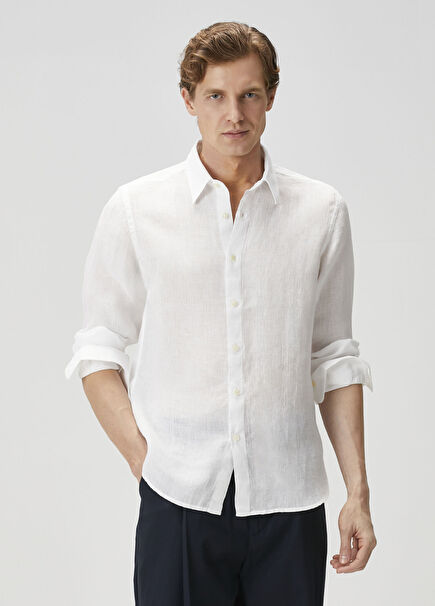 Beyaz Keten Gömlek