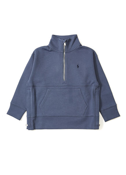Blue Logo Detailed Girls Sweatshirt