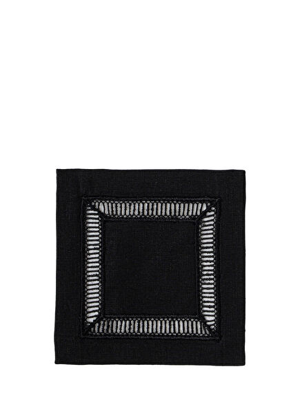 Midnight Kolber Siyah Keten 4'lü Kokteyl Peçete Seti 16 x 16 cm