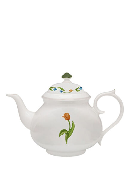 İstanbul Tulip Yeşil Çiçek Desenli Çaydanlık