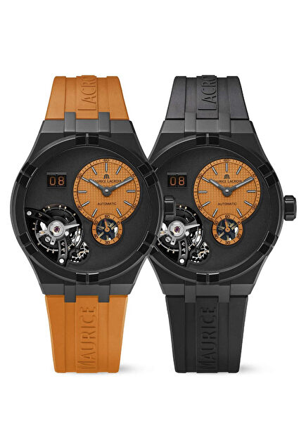 ML-AI6118DLB0J530-J Orange Black Silicone Men's Wristwatch and Replacement Band