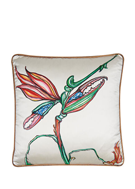Hand-Painted Silk Pillow with Starfish Pattern 45x45 cm