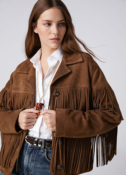 Brown Fringed Leather Jacket