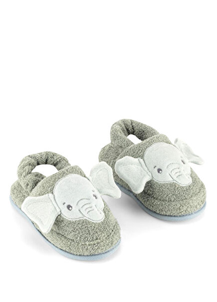 Hero Yeşil Havlu Kumaş Nakışlı Unisex Çocuk Ev Terliği