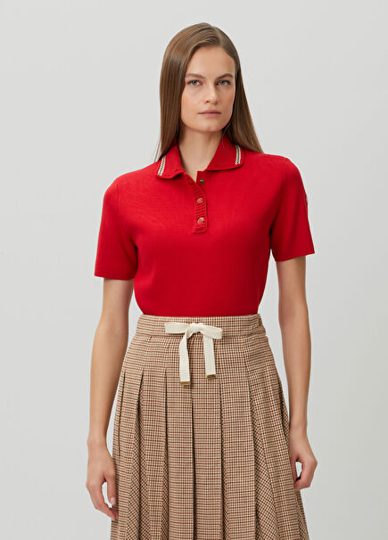 Beige Gingham Midi Skirt