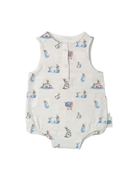 Lapin Müslin Unisex Bebek Kolsuz Tulum 