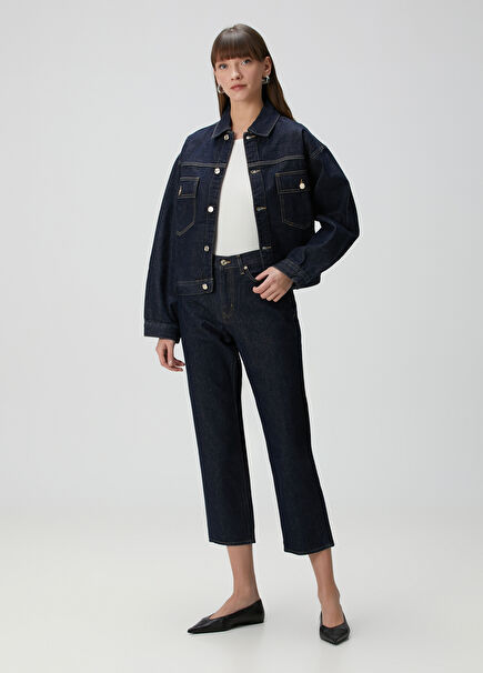 The Hang Straight Lacivert Jean Pantolon