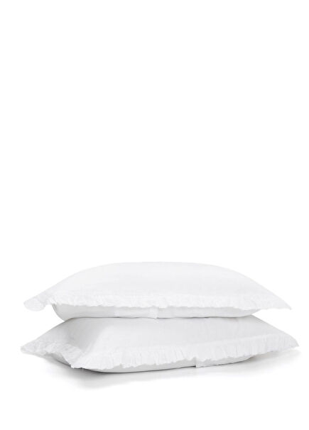 Frill White Linen Set of 2 Pillowcases
