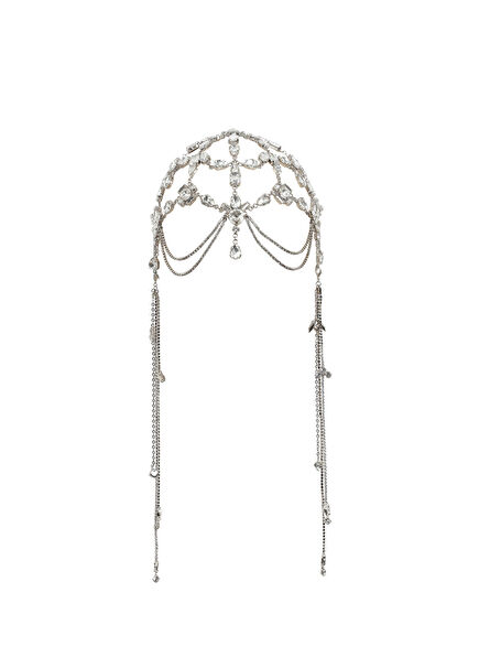 Dreamer Bone Beyaz Gümüş Kaplama Kristal Taşlı Kadın Saç Aksesuarı 