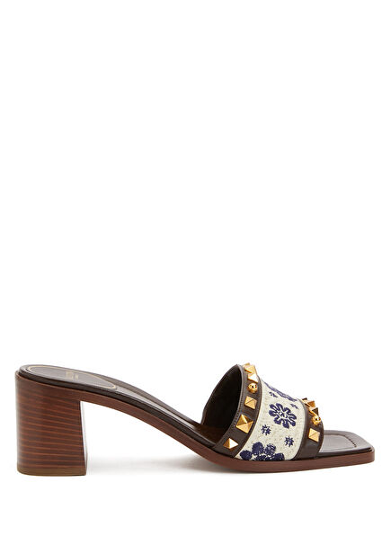 County Brown Embroidered Women's Leather Slippers