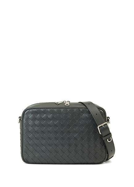 Intrecciato Dark Grey Men's Leather Bag