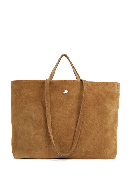 Vizon Çift Askılı Kadın Süet Çanta