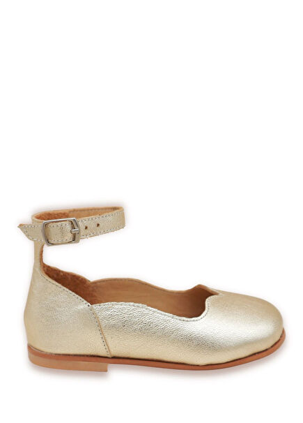 Audrey Gold Leather Girls' Ballet Flats