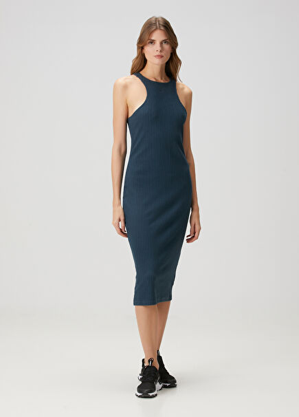 Chill Rib Navy Midi Dress