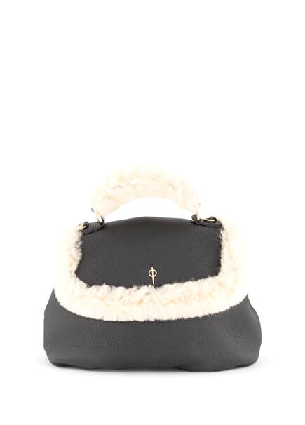 Rita Fluffy Black Women's Leather Bag