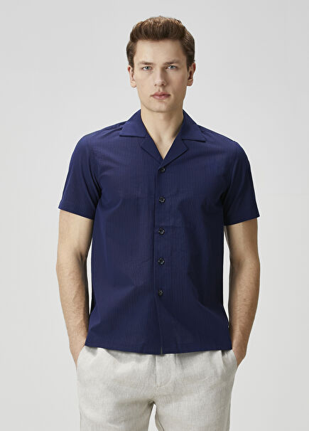 Navy Blue Striped Shirt