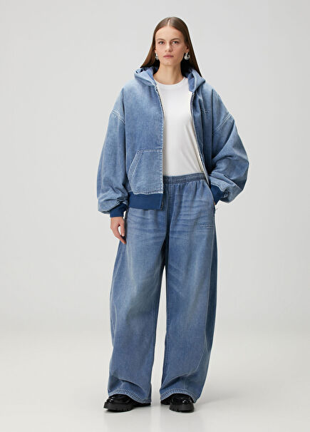 Blue Wide Leg Sweatpants