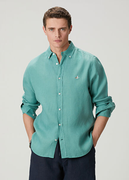 Comfort Fit Mint Linen Shirt