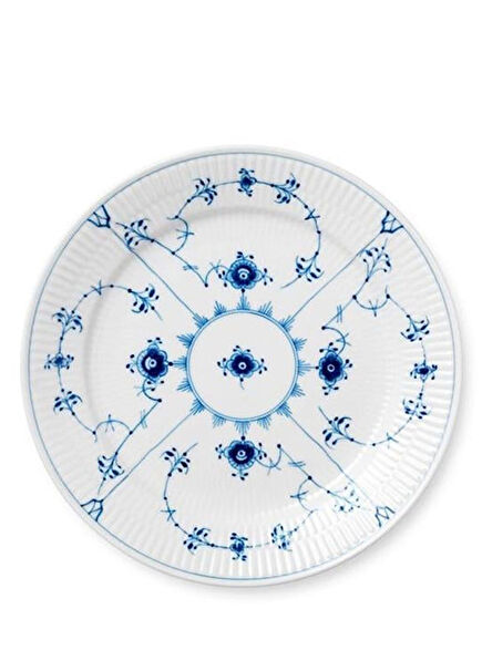 Blue Fluted Plain Porcelain Side Plate 22 cm