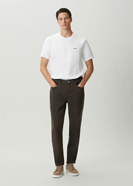 Tapered Fit Khaki Jeans
