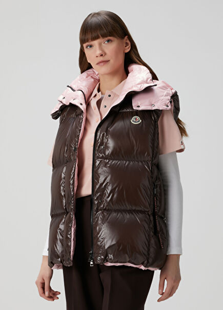 Luzule Kahverengi Kapüşonlu Puff Yelek