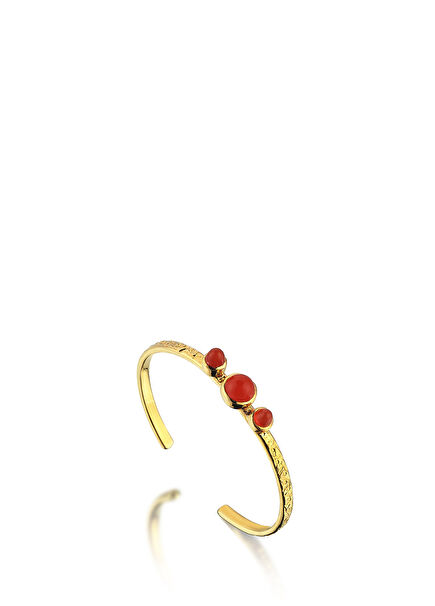 Taş Detaylı Altın Kaplama Kadın Bilezik