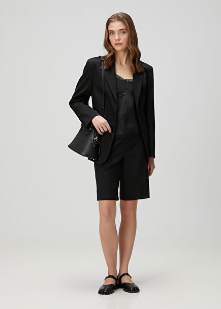 Black Wool Shorts