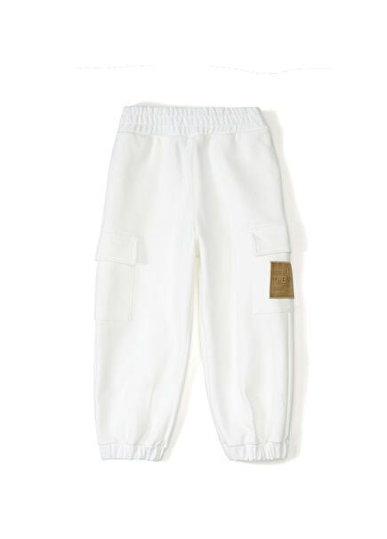Beyaz Unisex Çocuk Jogger Pantolon