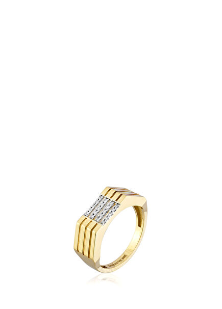 Stripe Pırlantalı Kadın Altın Yüzük