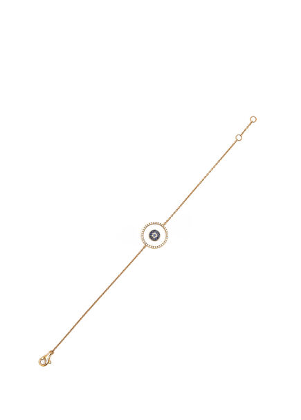 Nazar Boncuklu Pırlantalı Kadın Altın Bileklik