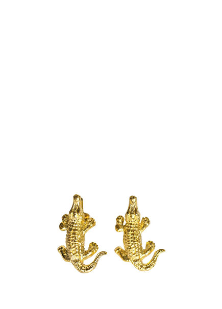 Mini Crocodile 22 Ayar Altın Kaplama Kadın Küpe
