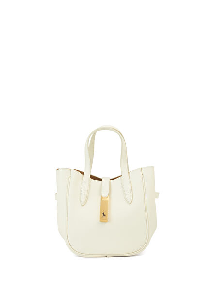 Ecru Logo Detailed Women's Leather Bag