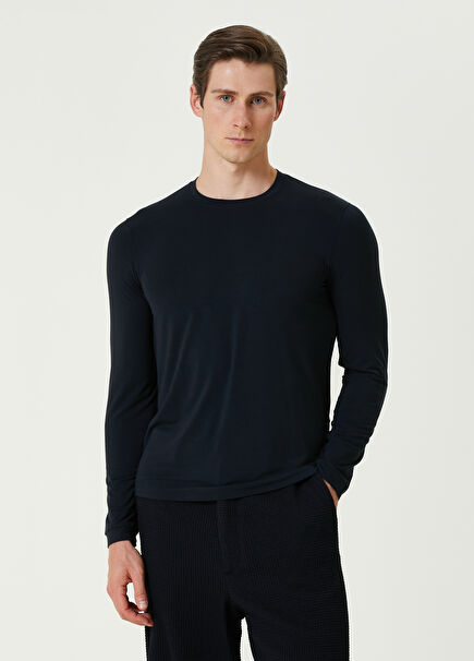 Lacivert Uzun Kollu T-shirt