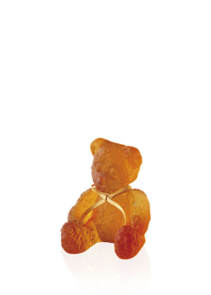 Serge Mansau Amber Mini Bear Crystal Object