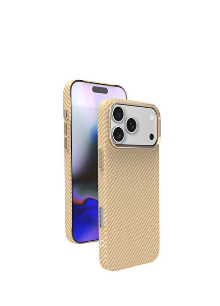 Kevlar Serisi iPhone 17 Air Gold Karbon Magsafe Uyumlu Telefon Kılıfı