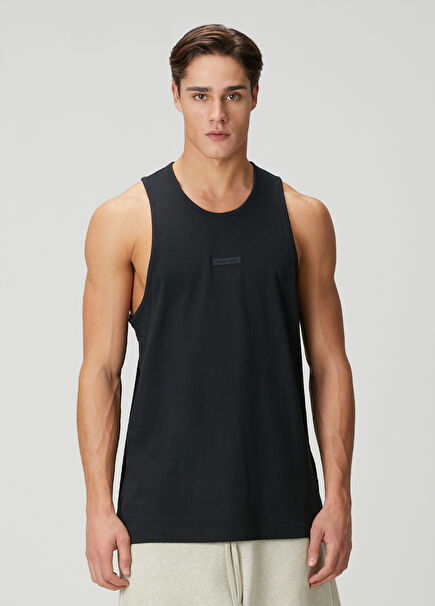 Black Logo Detailed Tank Top