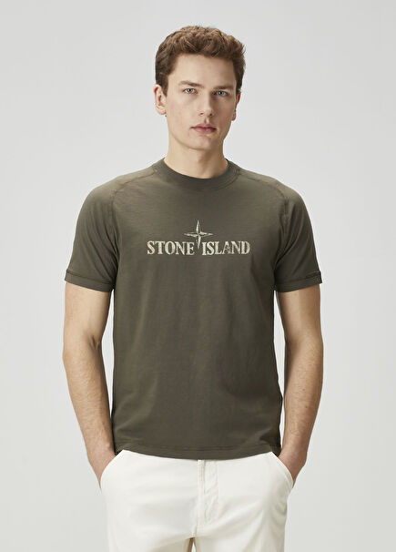 Khaki Logo Printed T-Shirt