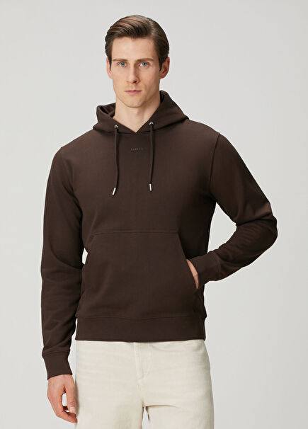 Rubber Kahverengi Kapüşonlu Sweatshirt