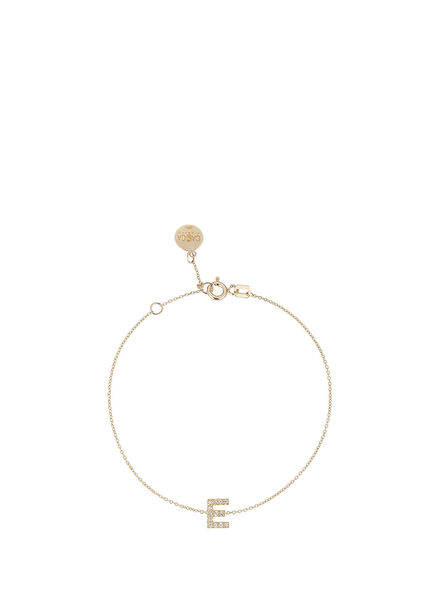 E Harfi Pırlanta Taşlı 14 Ayar Altın Kadın Bileklik