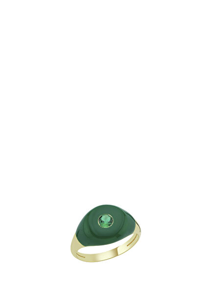 Green Stones Women's Gold Ring