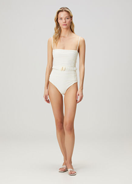 Ecru Belted Swimsuit