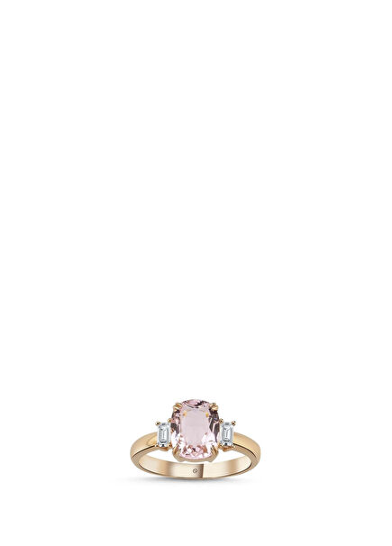 Hazine Kunzit Pırlanta Rose Gold Kadın Altın Yüzük