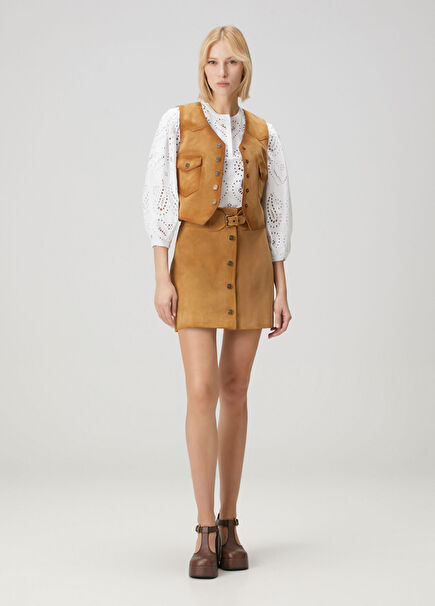 Taba Mini Süet Etek