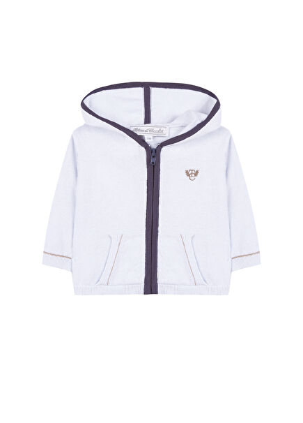 Açık Mavi Kapüşonlu Erkek Çocuk Hırka