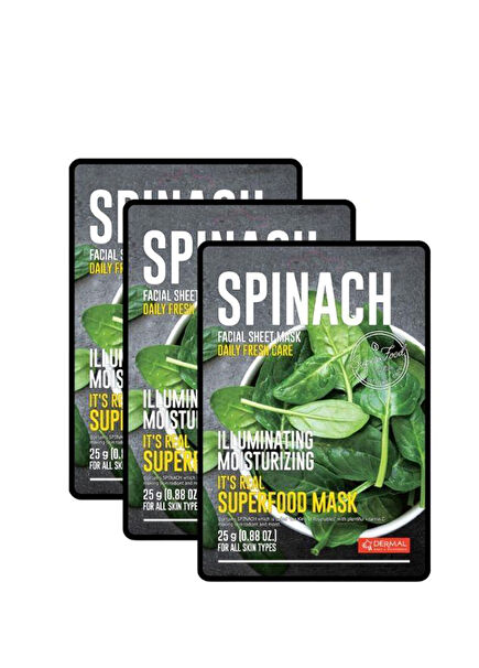 Spinach Facial Mask Brightening & Moisturizing Spinach Mask Set of 3 25 gr