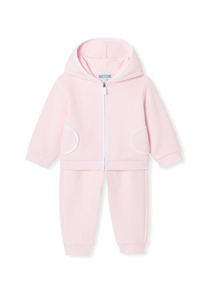 Pembe Kapitone Kapüşonlu Sweatshirt & Pantolon Kız Bebek 2'li Set