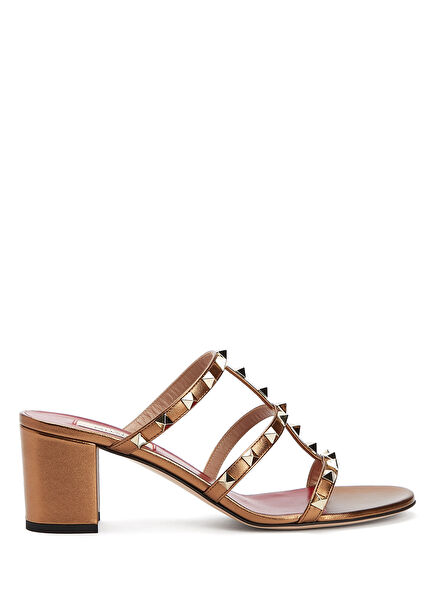 Rockstud Bronz Kadın Deri Terlik
