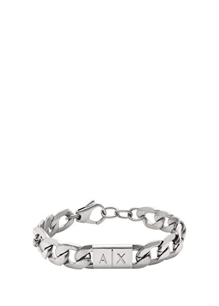 AXG0077-040 Metalik Gri Çelik Erkek Bileklik
