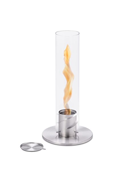 Spin 90 Silver Cylinder-shaped Desktop Fireplace
