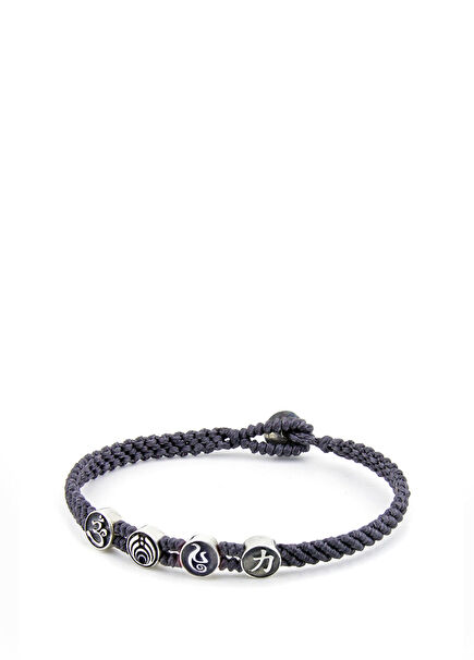 Strenght Symbols Flat Braided Silver Bracelet